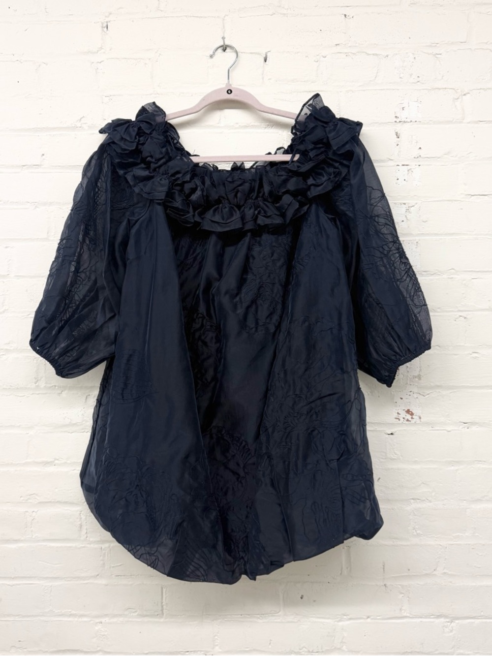 NWT Cinq A Sept Nava Organza Embroidered Mini Dress Navy Size 8 - Picture 5 of 9